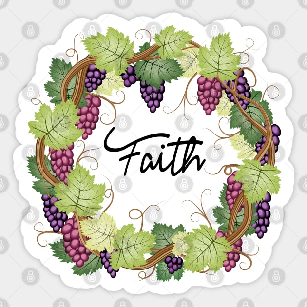 Faith - Grape Vines Sticker by Designoholic